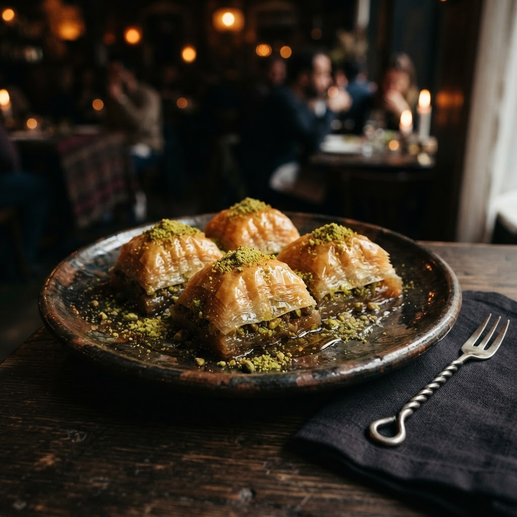 Baklava mit Pistazien und Honigsirup